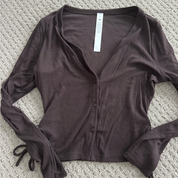 lululemon athletica Tops - Lululemon Women's Brown Button-Up Top Size 6